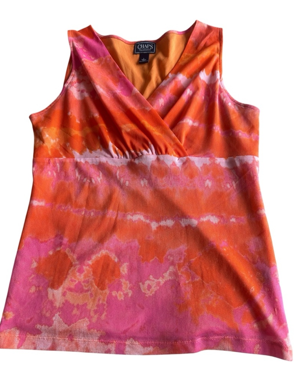 Vintage Y2K Women’s Chaps Orange Pink Sleeveless Top Size Large Good Condition